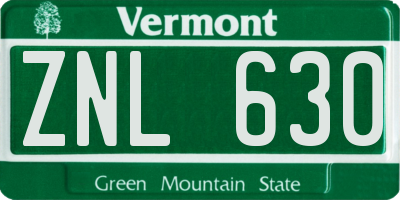 VT license plate ZNL630
