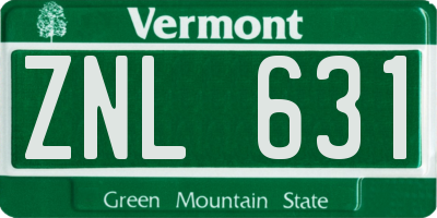 VT license plate ZNL631
