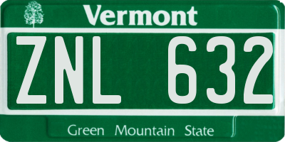 VT license plate ZNL632