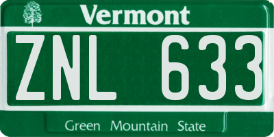 VT license plate ZNL633