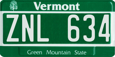 VT license plate ZNL634