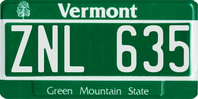 VT license plate ZNL635