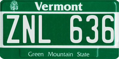 VT license plate ZNL636