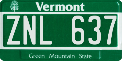 VT license plate ZNL637