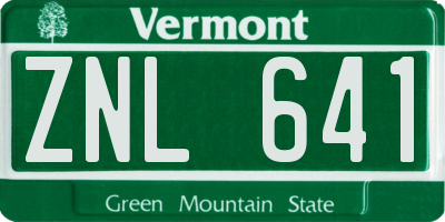 VT license plate ZNL641