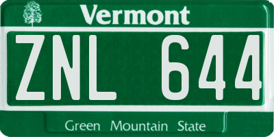 VT license plate ZNL644
