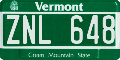 VT license plate ZNL648