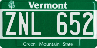 VT license plate ZNL652