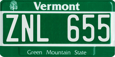 VT license plate ZNL655