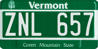VT license plate ZNL657