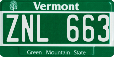 VT license plate ZNL663