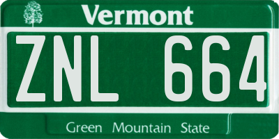 VT license plate ZNL664