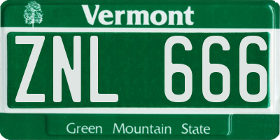 VT license plate ZNL666
