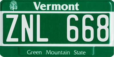 VT license plate ZNL668