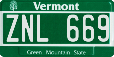 VT license plate ZNL669