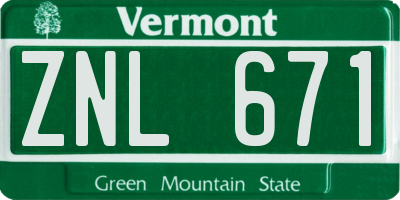 VT license plate ZNL671