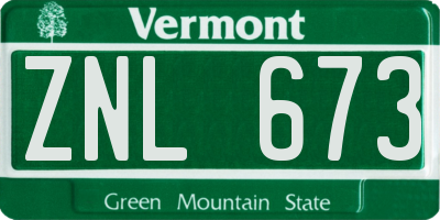 VT license plate ZNL673