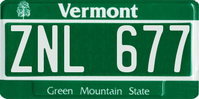VT license plate ZNL677