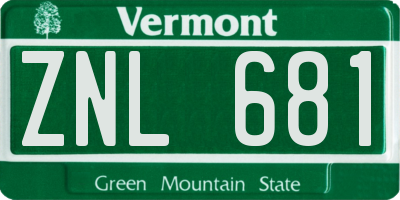VT license plate ZNL681