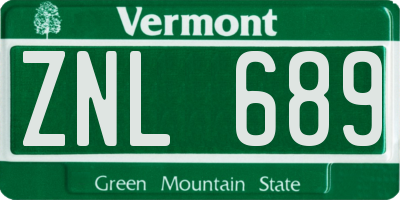VT license plate ZNL689