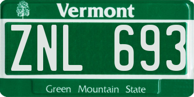 VT license plate ZNL693