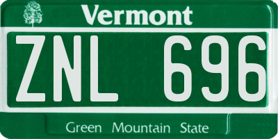 VT license plate ZNL696