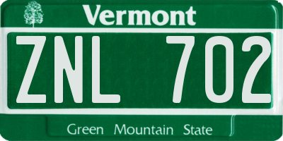 VT license plate ZNL702
