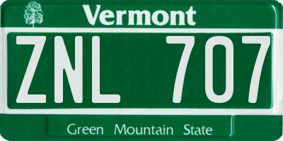 VT license plate ZNL707