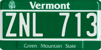 VT license plate ZNL713