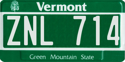 VT license plate ZNL714