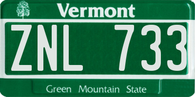 VT license plate ZNL733