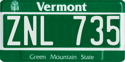 VT license plate ZNL735