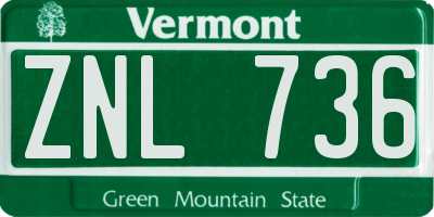 VT license plate ZNL736