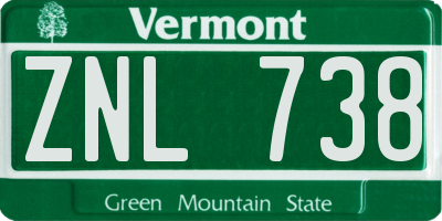 VT license plate ZNL738