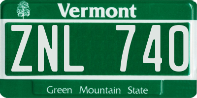 VT license plate ZNL740