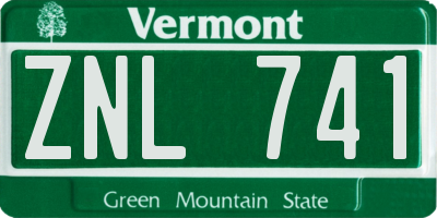 VT license plate ZNL741