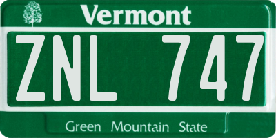 VT license plate ZNL747
