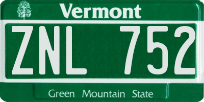 VT license plate ZNL752