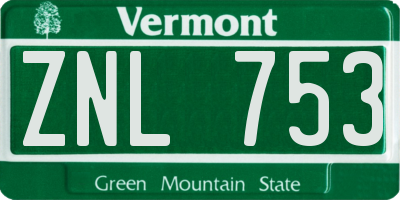 VT license plate ZNL753