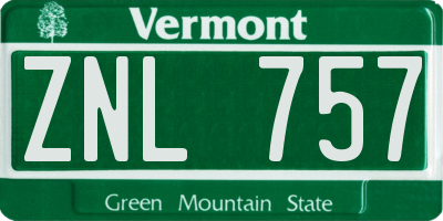 VT license plate ZNL757