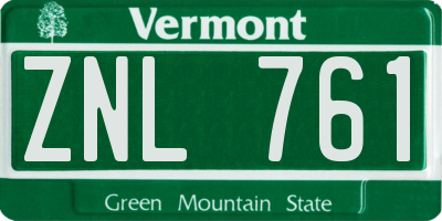 VT license plate ZNL761
