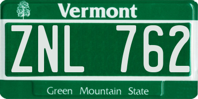 VT license plate ZNL762