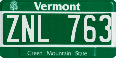 VT license plate ZNL763