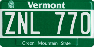 VT license plate ZNL770
