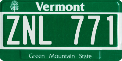 VT license plate ZNL771