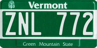 VT license plate ZNL772
