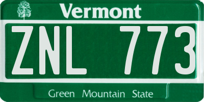 VT license plate ZNL773