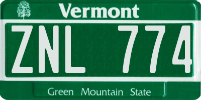 VT license plate ZNL774