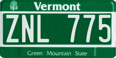 VT license plate ZNL775