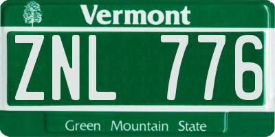 VT license plate ZNL776